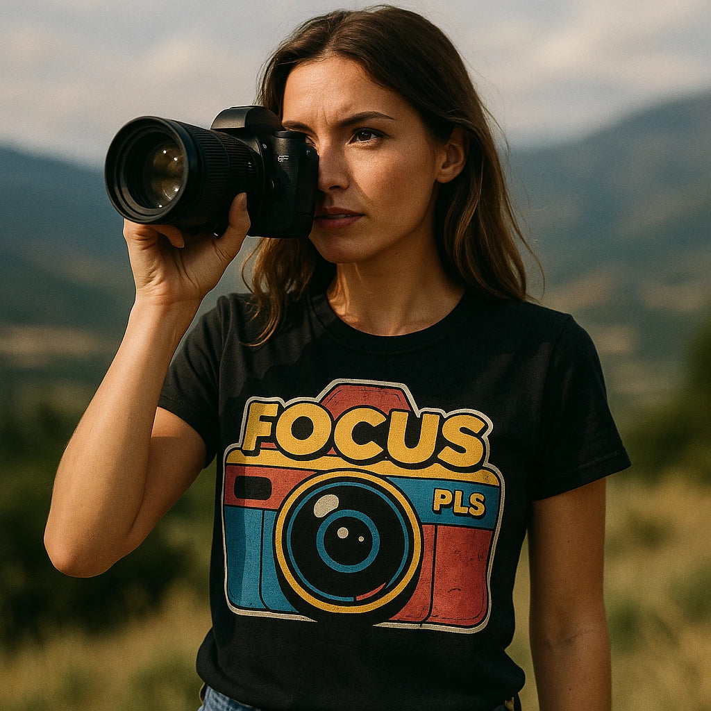 "Focus Pls" photography on t shirts - product photo 9