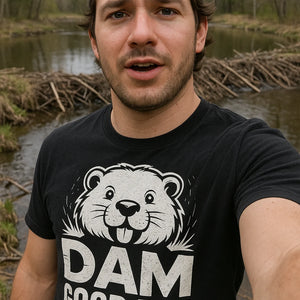 "Dam Good Day" black beavers t shirt, photographed as beavers lover gift