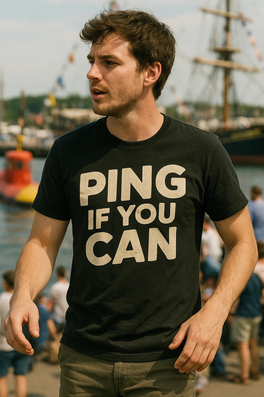 "Ping If You Can" black submarine tee shirts - a birthday gift for submarine lover
