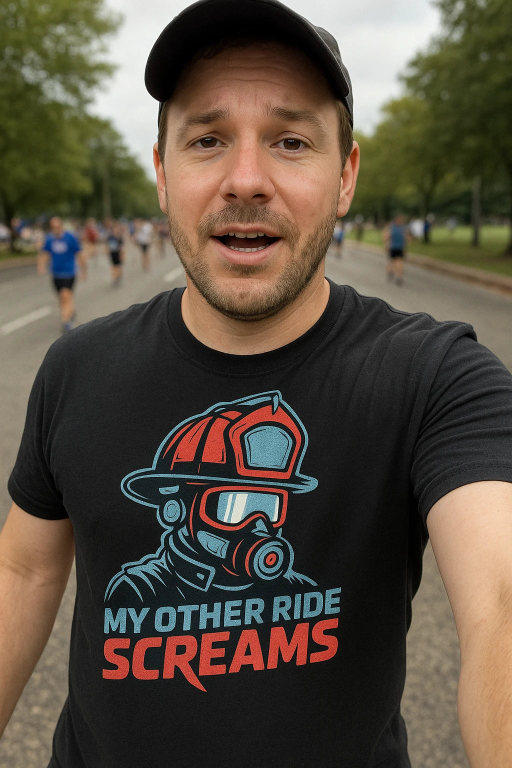 "My Other Ride Screams" black firefighter shirts - also a firefighter retirement gift ideas