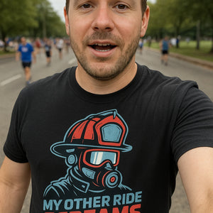 "My Other Ride Screams" black firefighter shirts - also a firefighter retirement gift ideas
