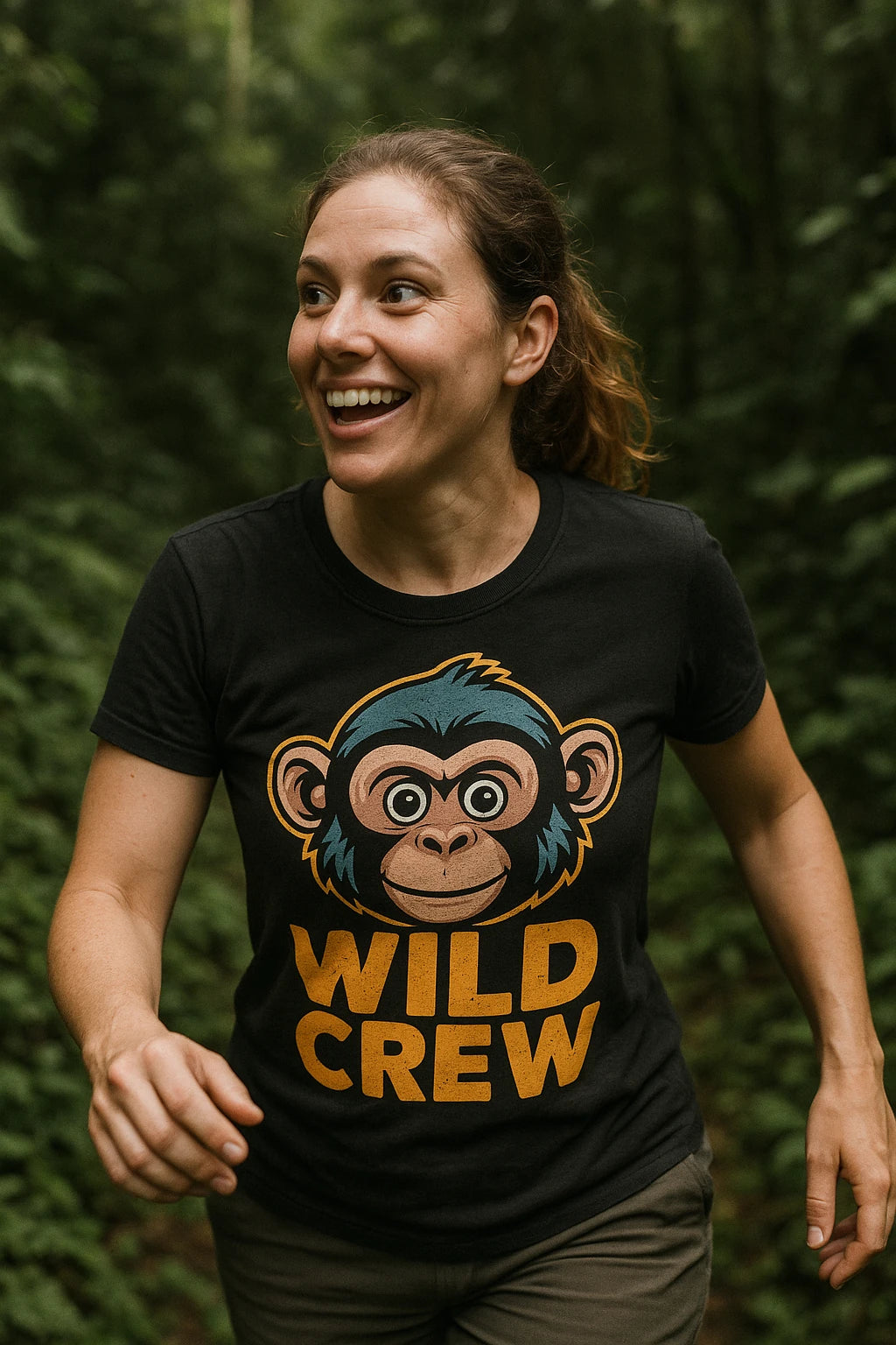 "Wild Crew" black not my monkey not my circus t shirt, photographed as gift ideas for monkey lovers