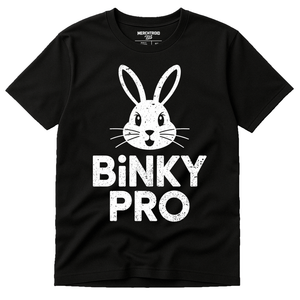 Black Rabbit Shirts - "Binky Pro" graphic tee with white print, flat lay product photo