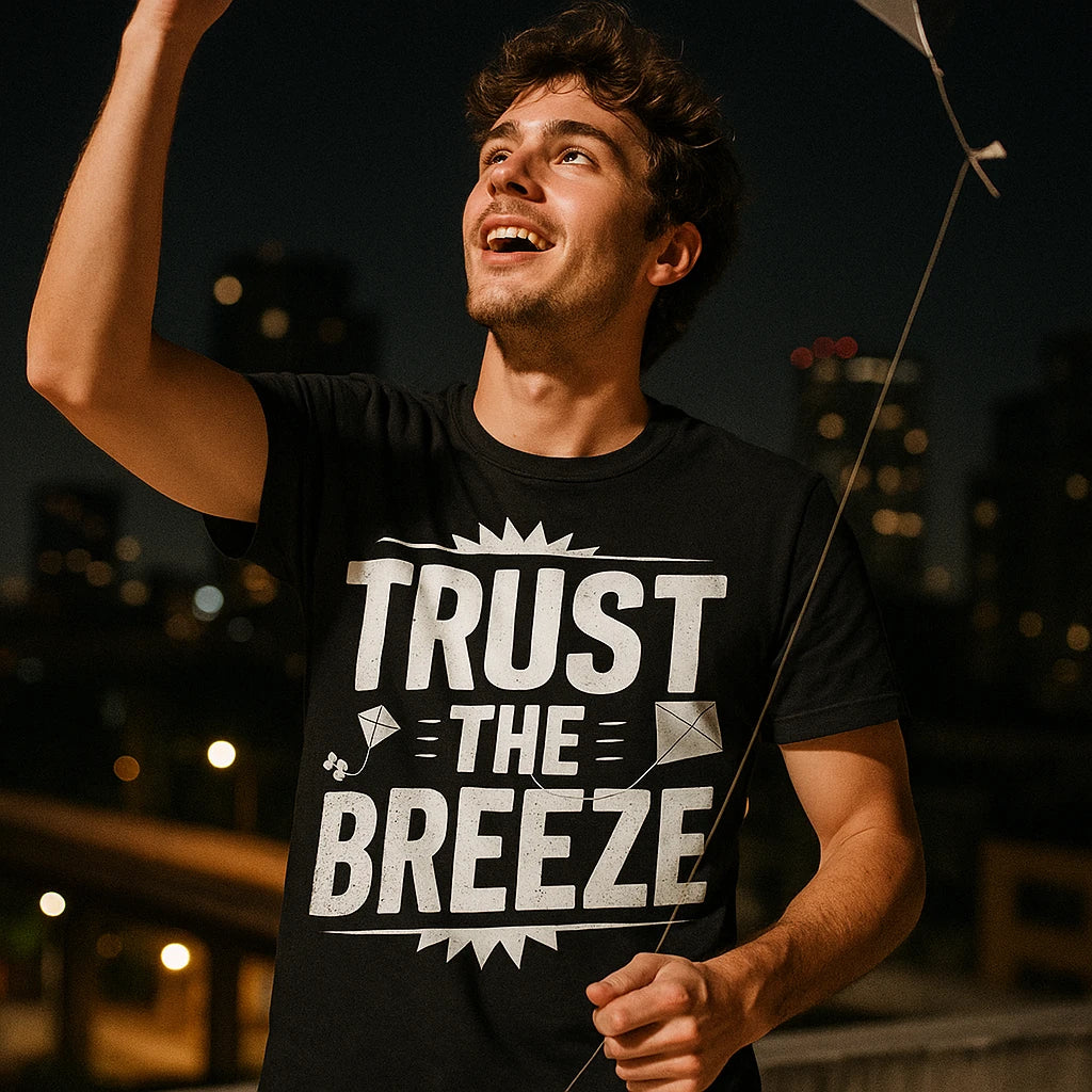 "Trust the Breeze" kite flying t shirt - product photo 8