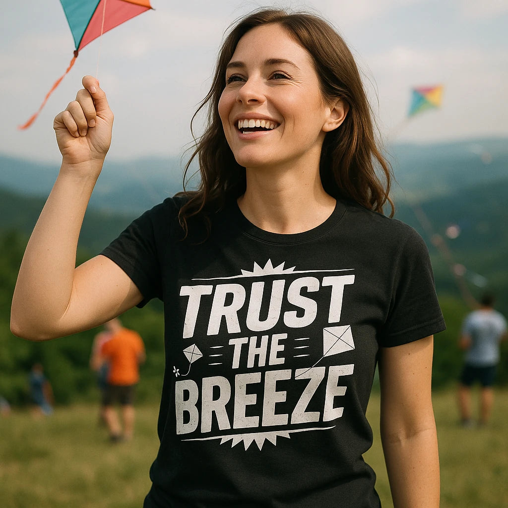 "Trust the Breeze" kite flying t shirt - product photo 9