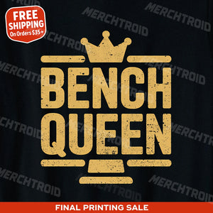 "Bench Queen" black judge t shirt, photographed as judge gift