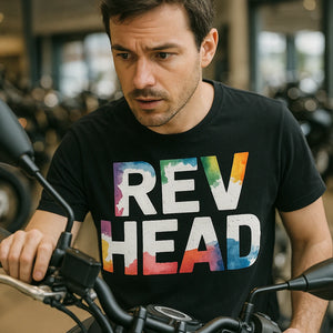 "Rev Head" black motorcycle t shirt - a christmas gift for motorcycle lover