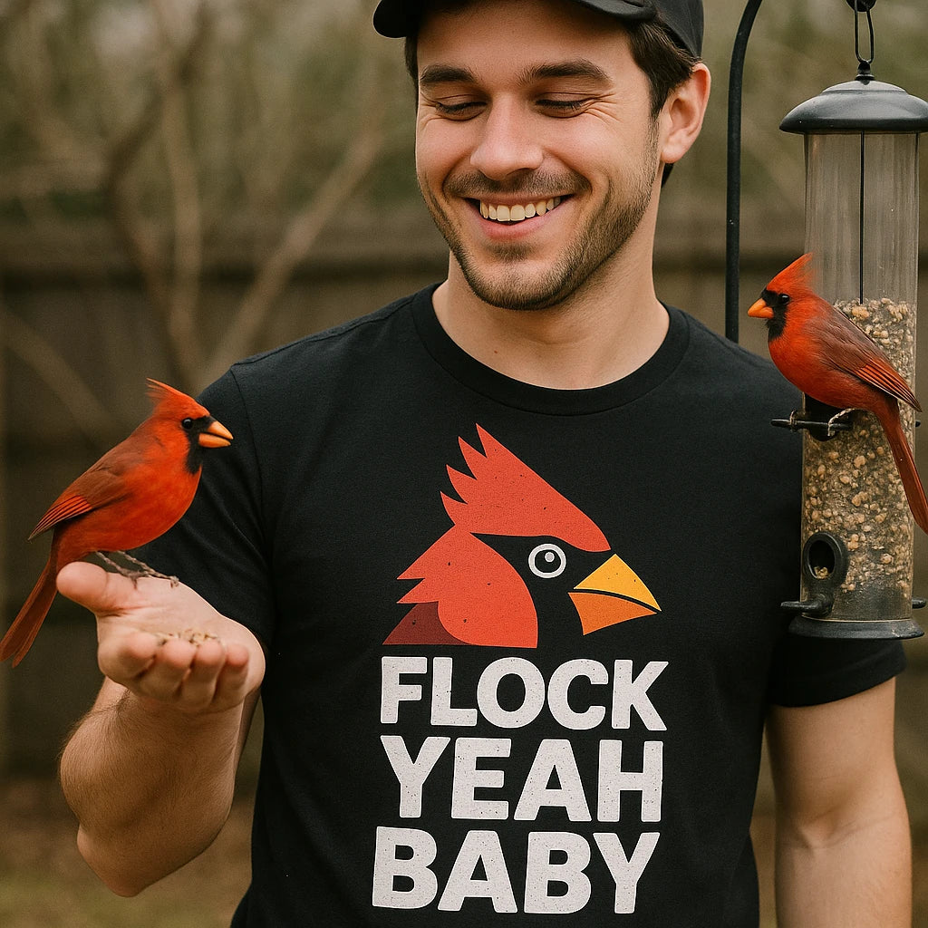 "Flock Yeah Baby" cardinal t shirt - product photo 8