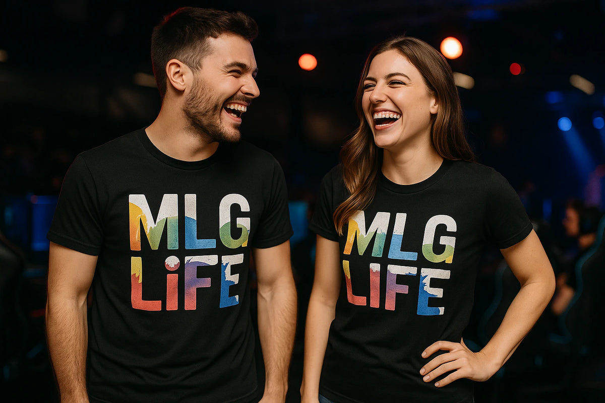 Person wearing the black esports t shirt design graphic tee - "Mlg Life" design