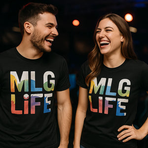 Person wearing the black esports t shirt design graphic tee - "Mlg Life" design