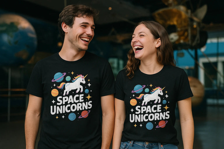 Person wearing the black space exploration t shirt graphic tee - 