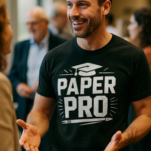 "Paper Pro" black teacher t shirt - also a gift cards for teachers