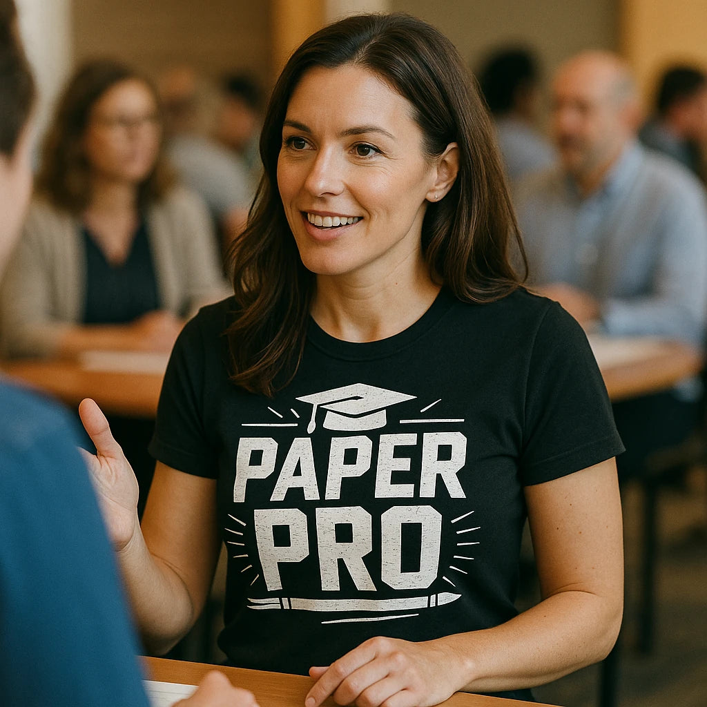 "Paper Pro" black teacher t shirt - also one of the best presents for teachers