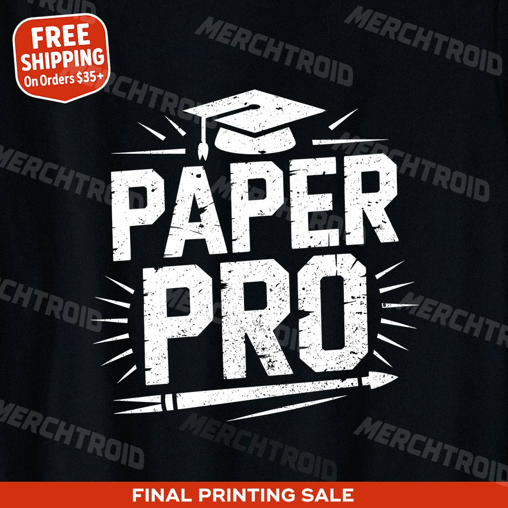 "Paper Pro" black teacher t shirt - also a end of year teacher gifts