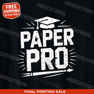 "Paper Pro" black teacher t shirt - also a end of year teacher gifts