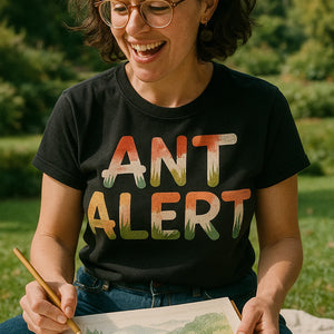 "Ant Alert" black picnicking t shirt - a birthday gift for picnicking lover