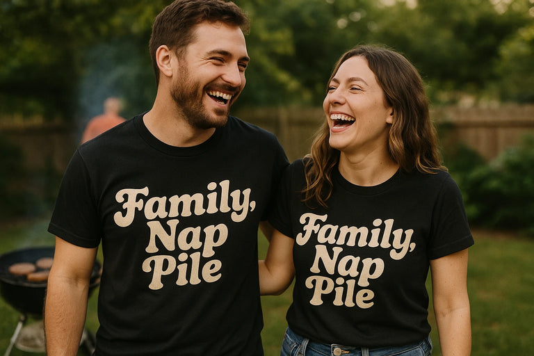 Person wearing the black family life t shirt graphic tee - 