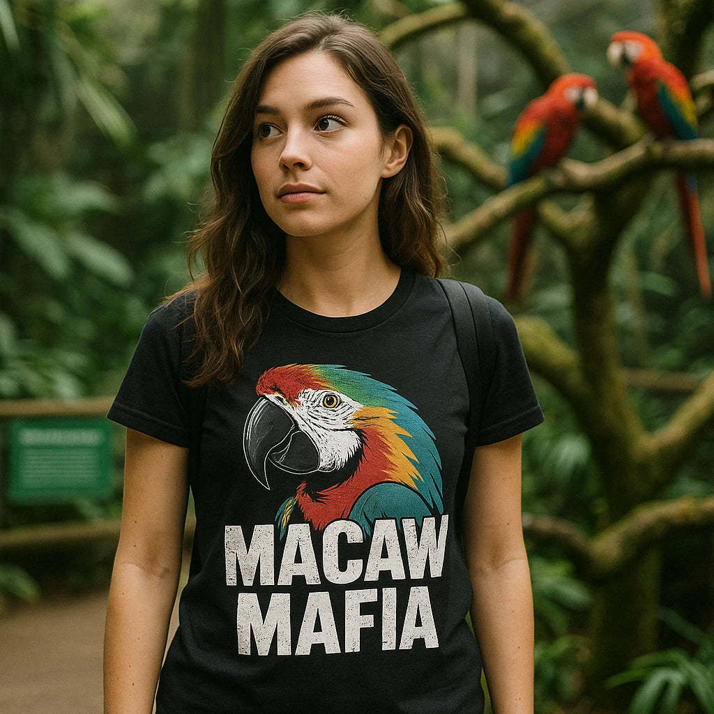"Macaw Mafia" macaw t shirt - product photo 9