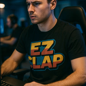 "Ez Clap" black esports gaming t shirt - a birthday gift for esport lover