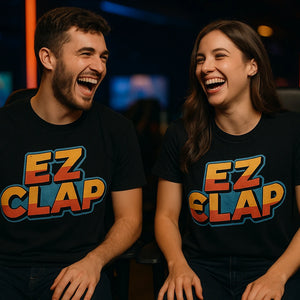 Person wearing the black esports gaming t shirt graphic tee - "Ez Clap" design