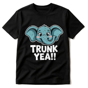 Black Elephant Shirts - "Trunk Yeah" graphic tee with gray print, flat lay product photo