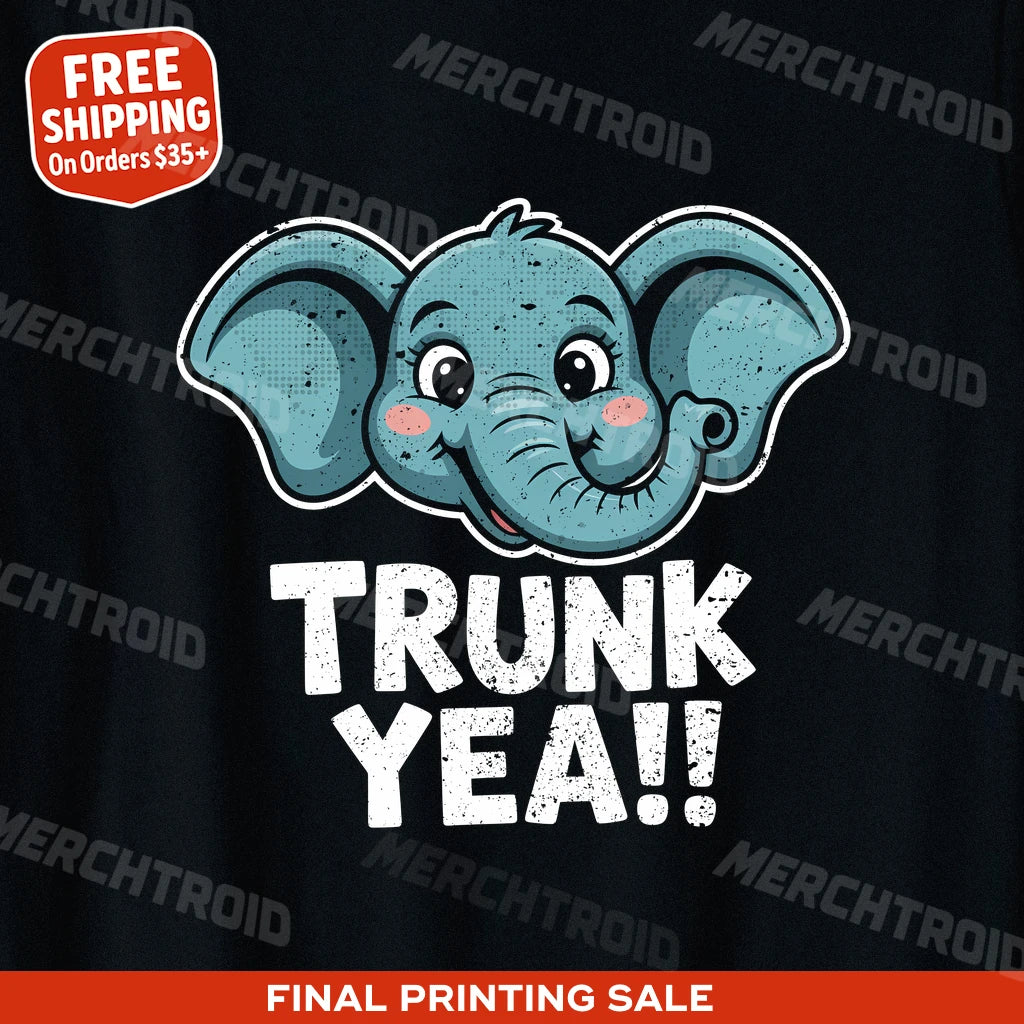 "Trunk Yeah" black elephant shirts, photographed as presents for elephant lovers