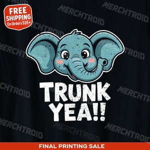 "Trunk Yeah" black elephant shirts, photographed as presents for elephant lovers