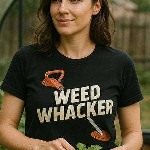"Weed Whacker" black gardening tshirts - also one of the gifts for someone who likes to garden