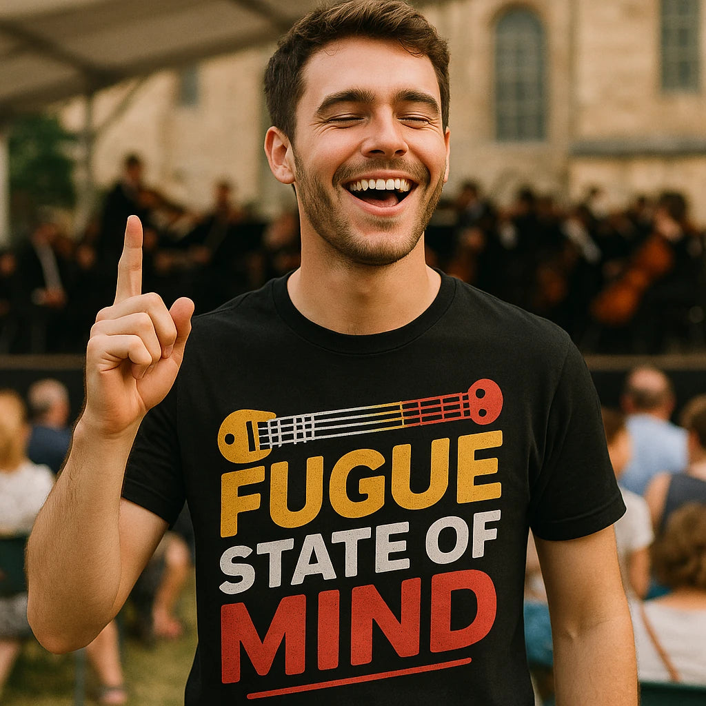 "Fugue State of Mind" classical music t shirt - product photo 8