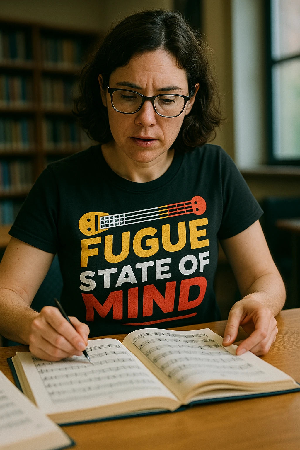"Fugue State of Mind" black classical music t shirt - also a gift ideas for classical musicians