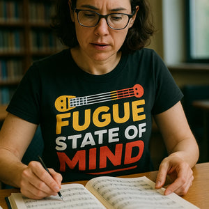 "Fugue State of Mind" black classical music t shirt - also a gift ideas for classical musicians