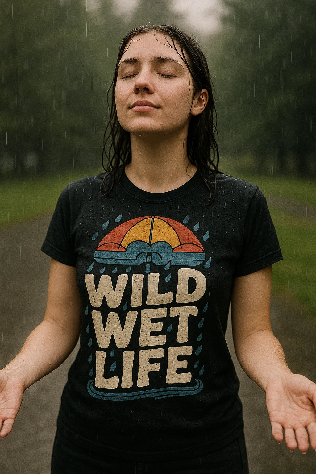 "Wild Wet Life" black purple rain t shirt vintage - also a it's a terrible day for rain shirt