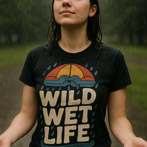 "Wild Wet Life" black purple rain t shirt vintage - also a it's a terrible day for rain shirt