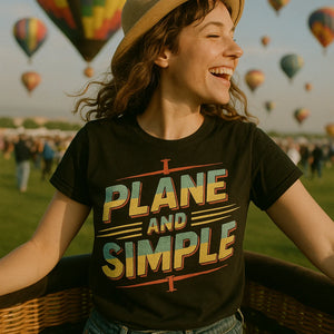 "Plane and Simple" black flying tees - a birthday gift for flying lover