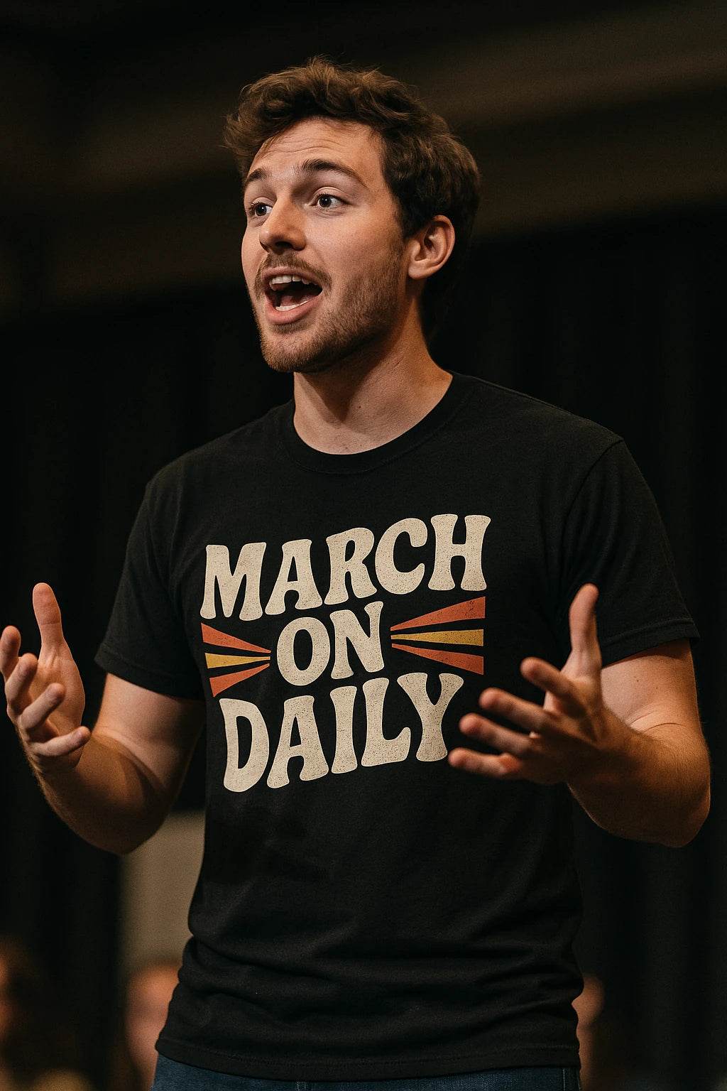 "March on Daily" black activism t shirt - a birthday gift for activism lover