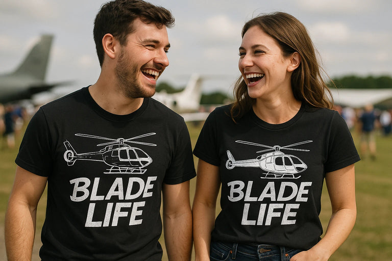 Person wearing the black helicopter t shirt graphic tee - 