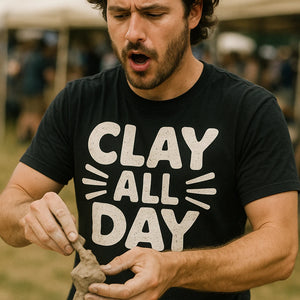 "Clay All Day" black men's body sculpting t shirt - a birthday gift for sculpting lover