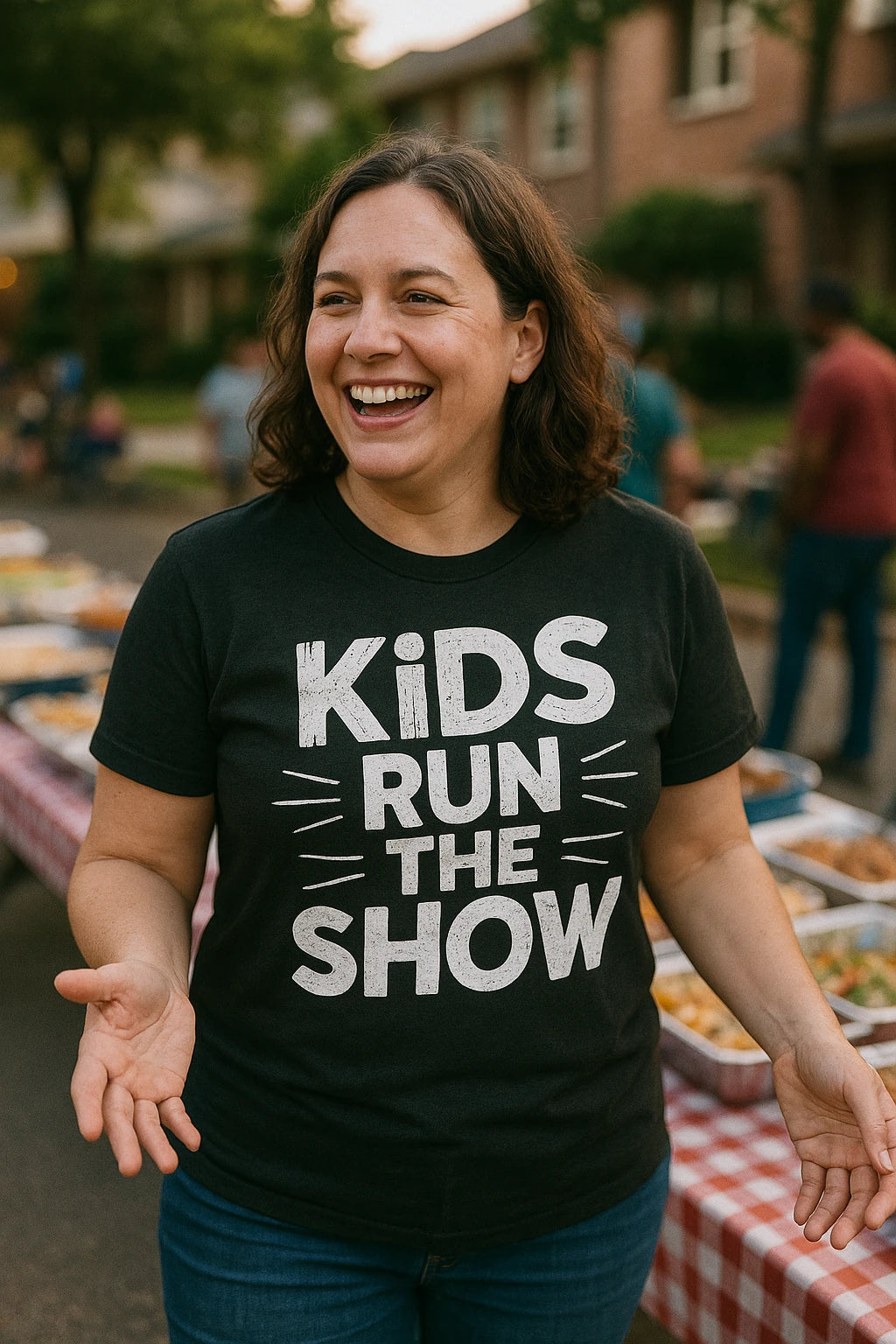 "Kids Run the Show" black family life t shirt - a birthday gift for family life lover