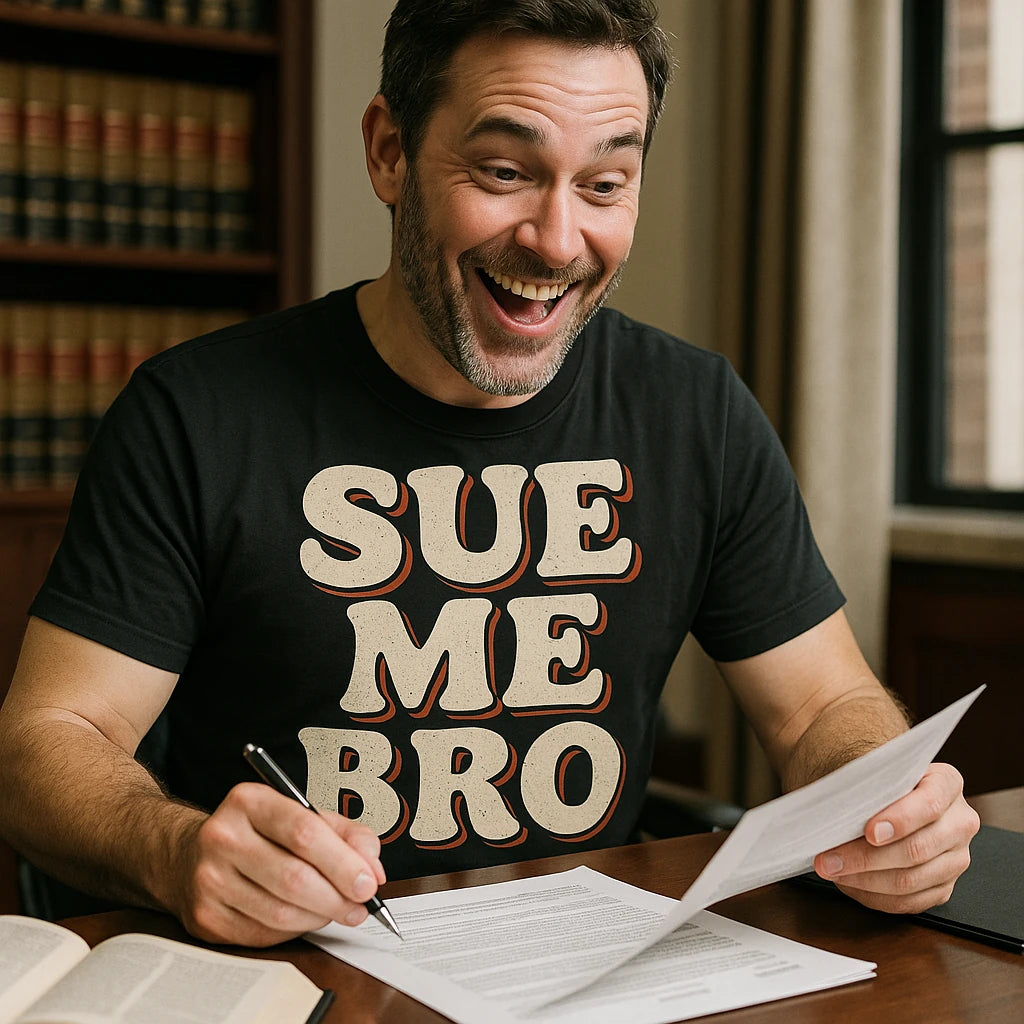 "Sue Me Bro" black funny lawyer t shirts - also a gift ideas for graduating lawyers