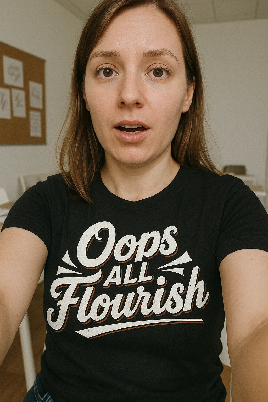 "Oops All Flourish" chinese calligraphy t shirt - product photo 7