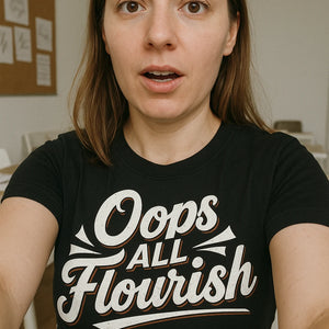 "Oops All Flourish" chinese calligraphy t shirt - product photo 7