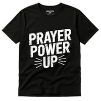 A black T-shirt with bold, white text that reads 