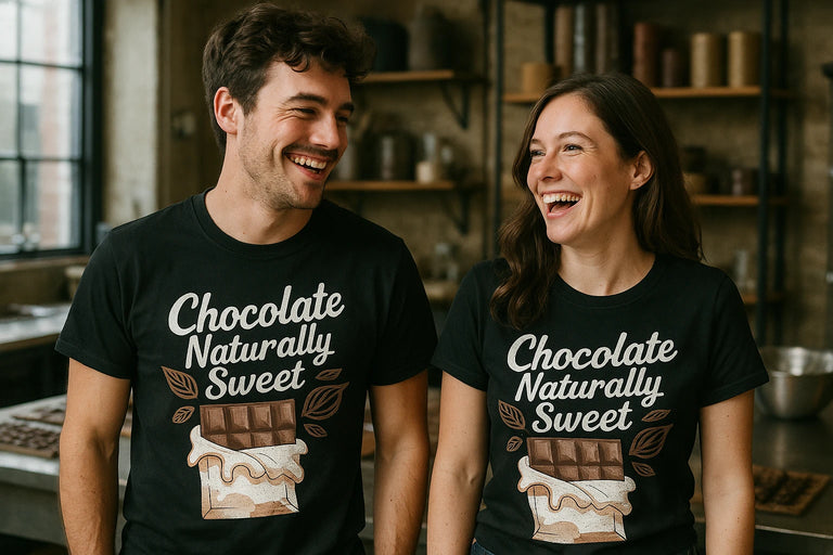 Person wearing the black chocolatier t shirt graphic tee - 