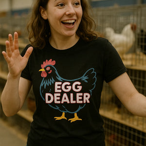 "Egg Dealer" black chicken shirts - also one of the presents for chicken owners