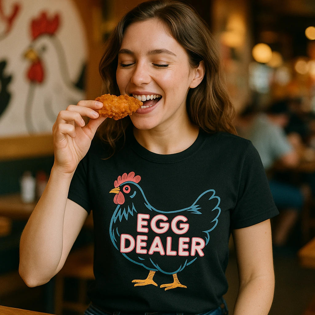 "Egg Dealer" black chicken shirts - also a mother's day gifts for chicken lovers