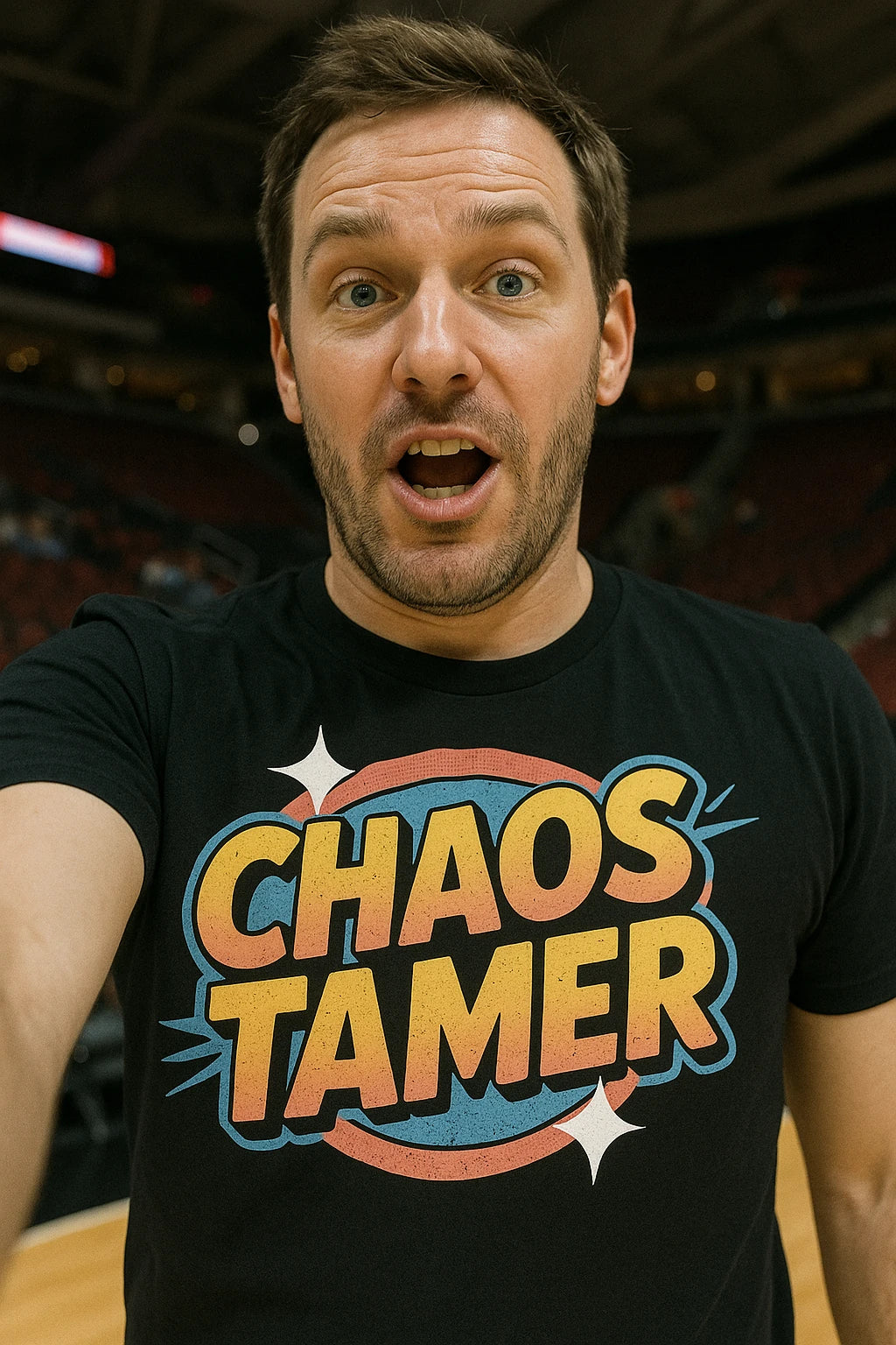 "Chaos Tamer" black wedding planner t shirt - also one of the best gifts for party planners