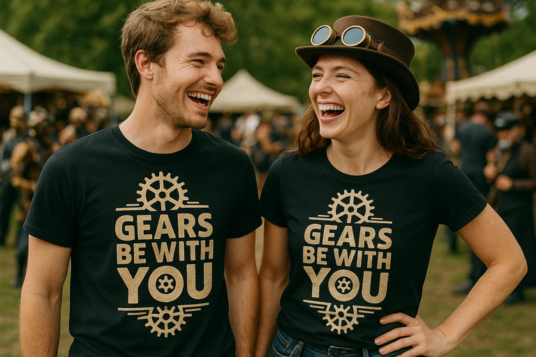 Person wearing the black steampunk shirts graphic tee - 