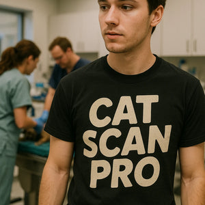 "Cat Scan Pro" black veterinarian t shirt - also a unique gifts for veterinarians