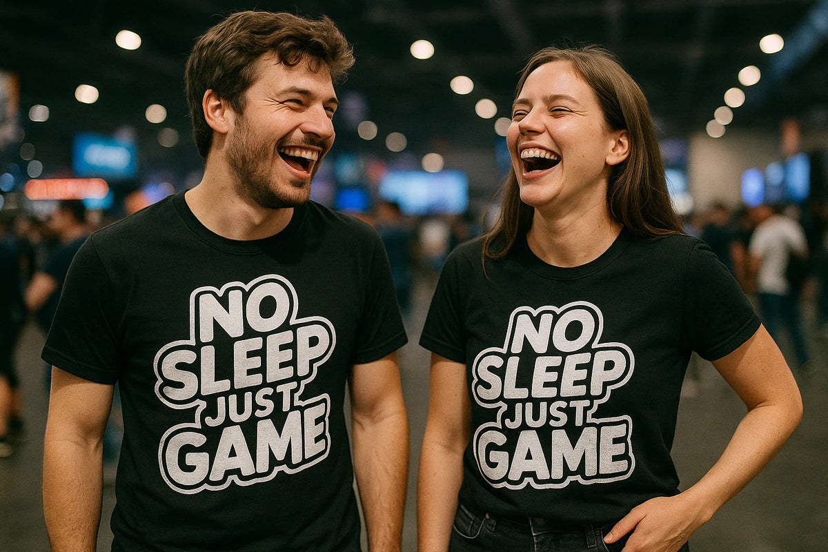 Person wearing the black ai esport t shirt graphic tee - "No Sleep Just Game" design