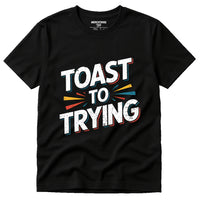 A black T-shirt with the phrase 